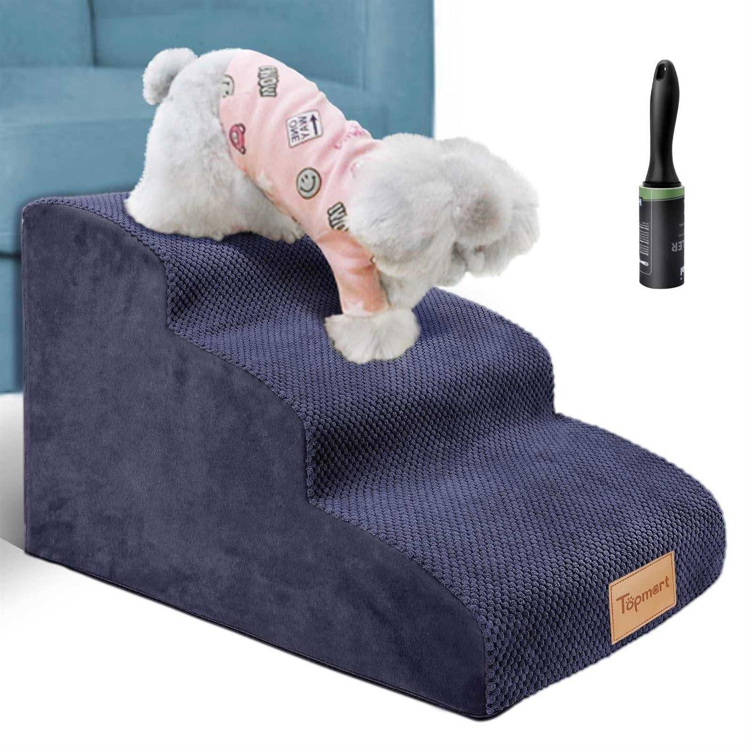 Topmart 3 Tiers Foam Dog Ramps/Steps,Non-Slip Dog Steps,Extra Wide Deep Dog Stairs,High Density Foam Pet Stairs/Ladder,Best for Older Dogs,Cats - Pet Supplies online store