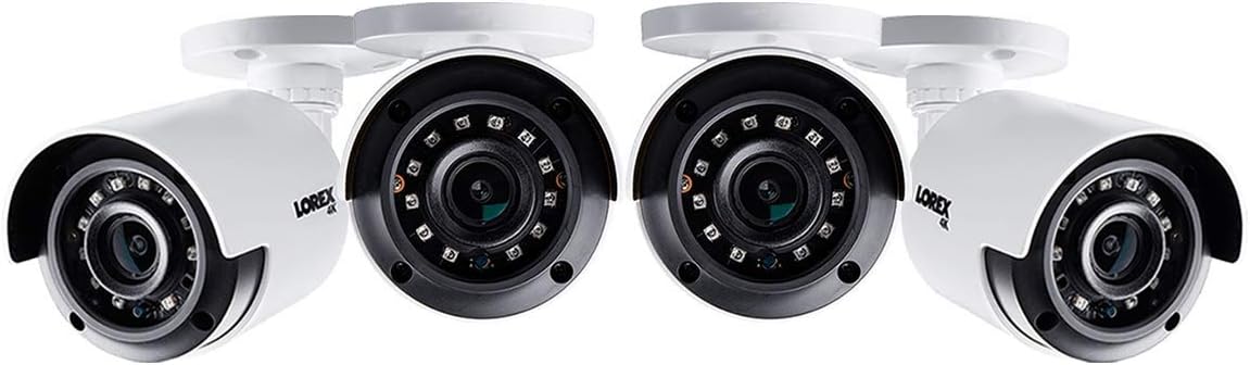 Lorex Indoor/Outdoor 4K Security Camera, Add-On Bullet Camera for Wired Surveillance System, Color Night Vision, 4 Bullet Cameras