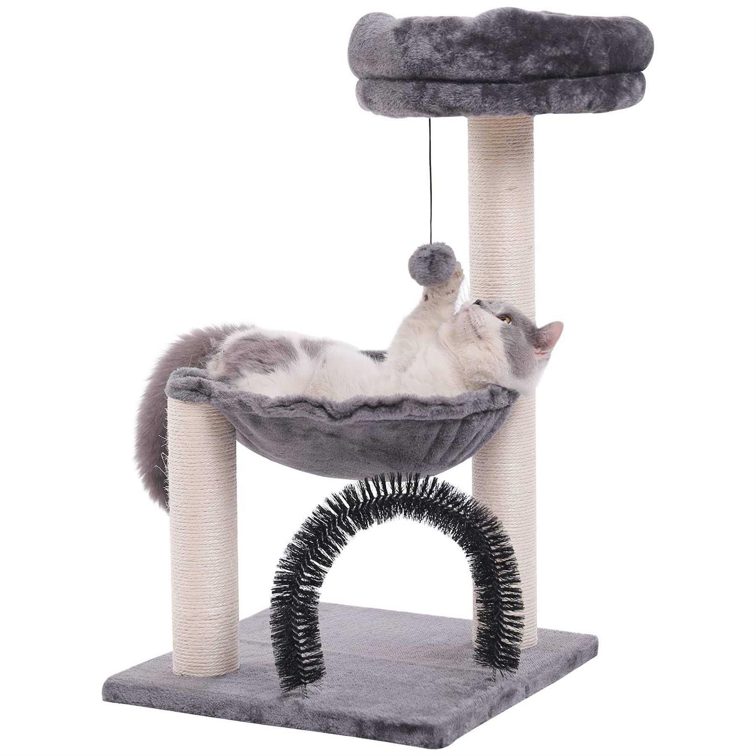 HOOPET cat Tree,27.8 INCHES Tower for Indoor Cats Multi-Level cat Tree with Scratching Posts Plush Basket & Perch Play Rest - Pet Supplies online store