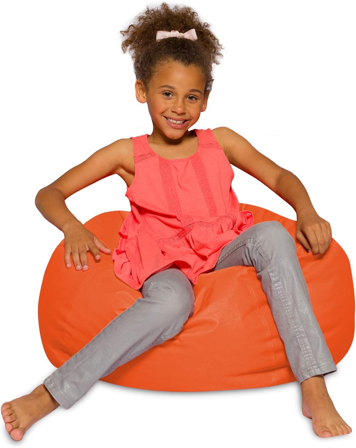 Posh Creations Bean Bag Chair for Kids, Teens, and Adults Includes Removable and Machine Washable Cover, 27in - Medium, Solid Orange