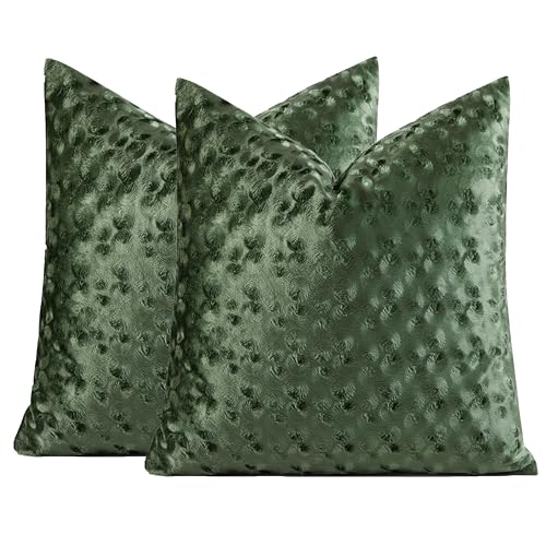 GIGIZAZA Grey 18x18 Pillow Covers Set of 2, Velvet Gray Polka Dot Sofa Accent Throw Pillows Covers for Living Room Modern Cushion Pillows Covers