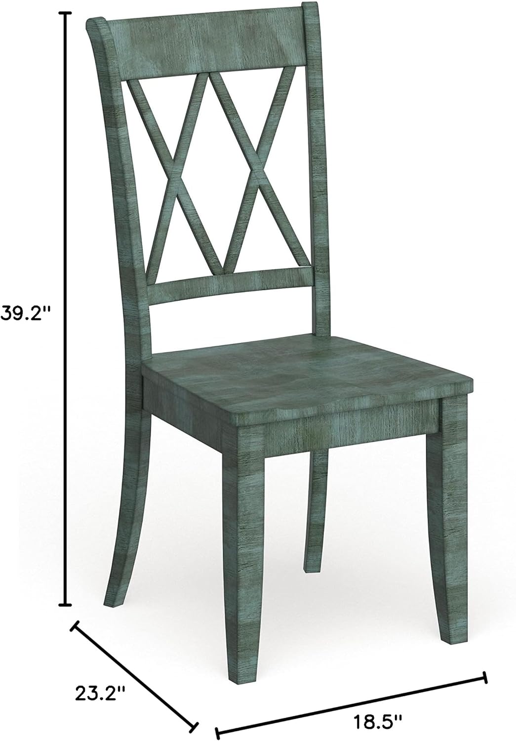 Inspire Q Eleanor X Back Wood Dining Chair (Set of 2) by Classic Side Chairs Antique Sage Green Rubberwood