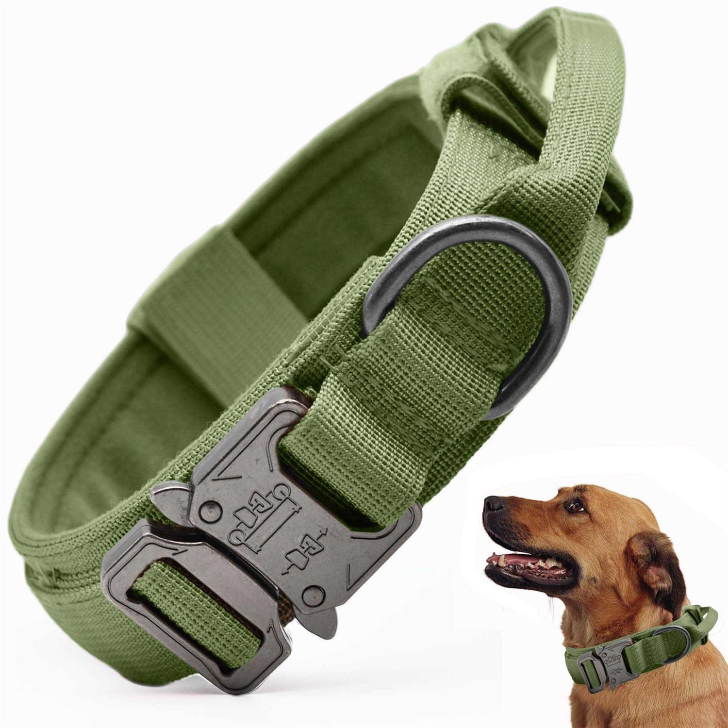 Tactical Dog Collar, Adjustable Military Training Nylon Dog Collar with Control Handle and Heavy Quick-Release Metal Buckle for Small Medium Large - Pet Supplies online store