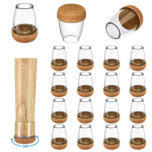 16 Pack Chair Leg Floor Protectors for Hardwood Floors, Rubber Furniture Sliders, 360°Felt Pad Bottom Wrapped Thickening Silicone Furniture Legs Caps Covers (L(L:1.3-1.7