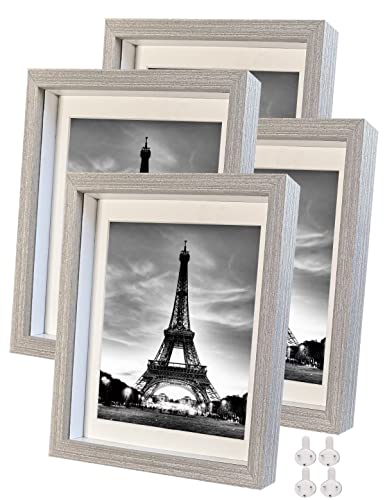 Farmhouse 5x7 Shadow Box Frame Small Shadow Box Display Case Internal Depth 0.6 inch for Wall or Tabletop（White,4 Pack）