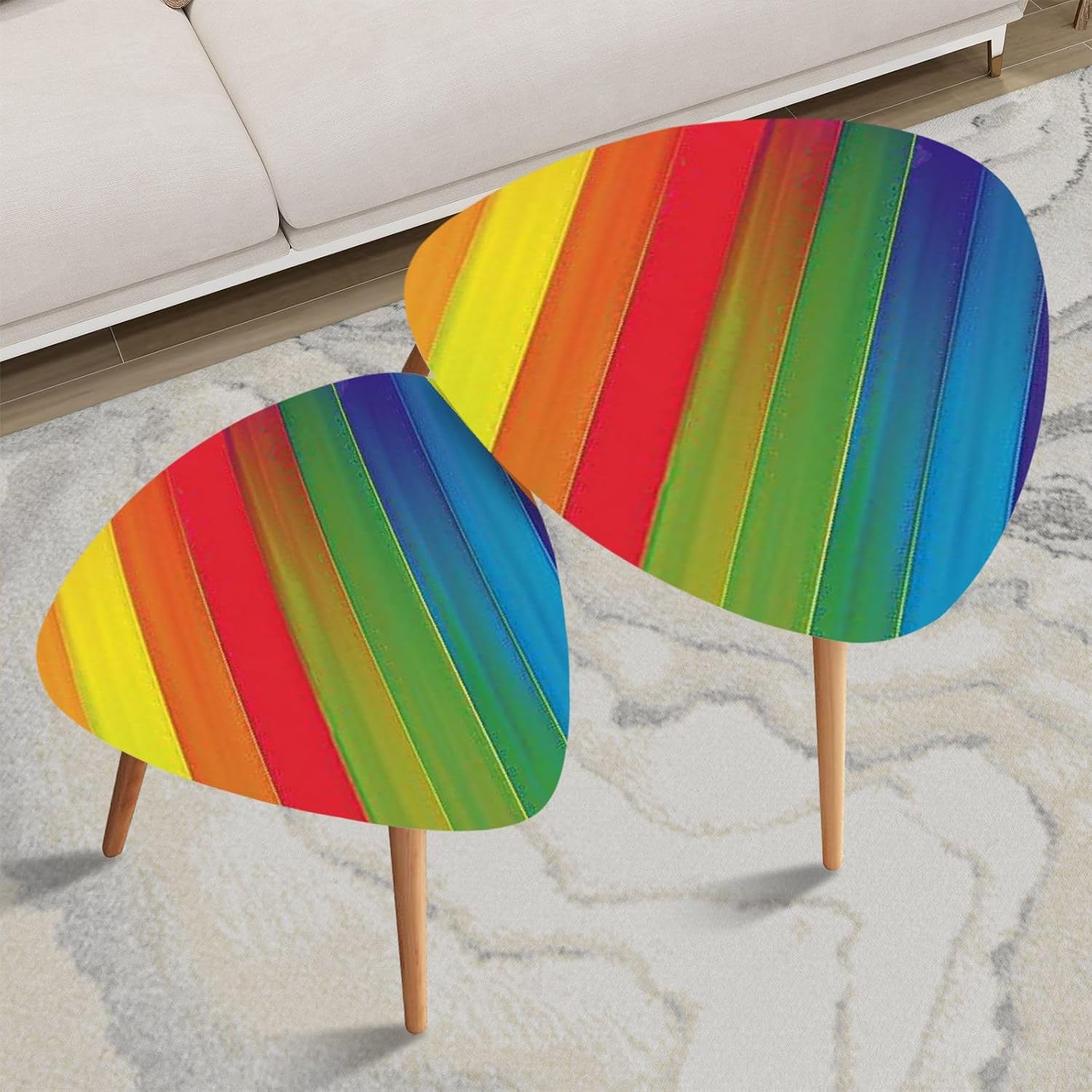 Nesting Coffee Table Set of 2 Colorful line abstract colorful for your business business web site Leisure Tea Table End Table Minimalist Room Furniture Side Table for Living Room Office Balcony