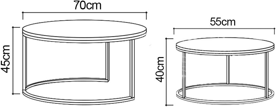 Coffee Table Marble Set - Side Table Set of 2 - Nest of Tables as Living Room/Sofa/Bedroom/Hallway/Office Waiting Table (70cm Large and 55cm Small)