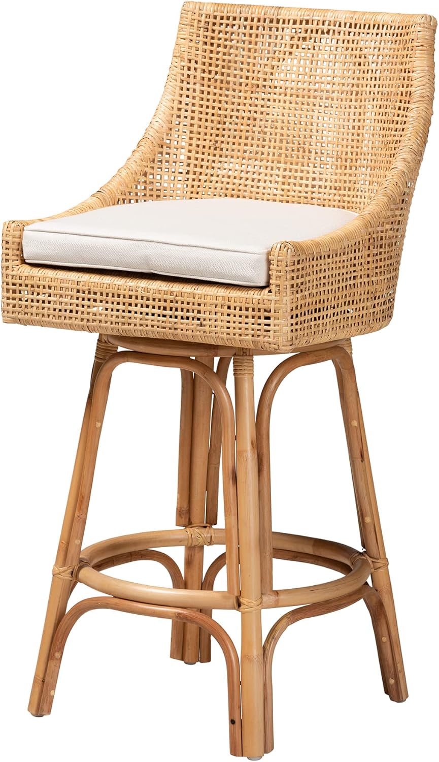 Bali & pari Bella Modern Bohemian Natural Rattan Bar Stool