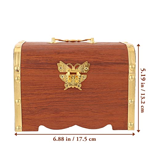 EXCEART 1pc Wooden Treasure Chest Wooden Storage Chests Vintage Kids Money Bank Wooden Storage Trunks Mini Keepsake Storage case Money case Wooden Chest Bank Jewelry Savings Box Child