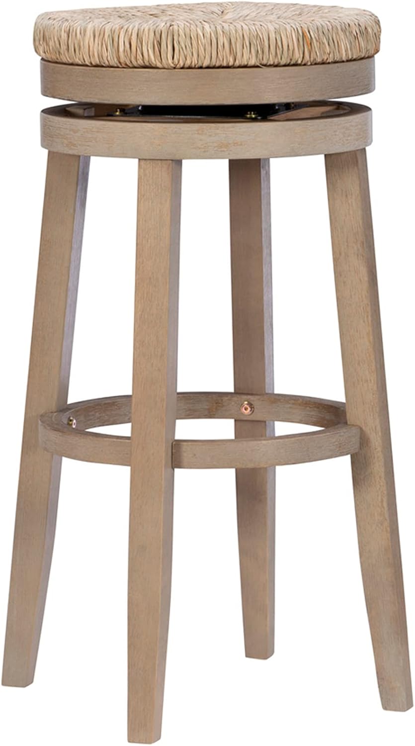 Maya Natural Backless Barstool with Woven Seagrass Swivel Seat by Powell