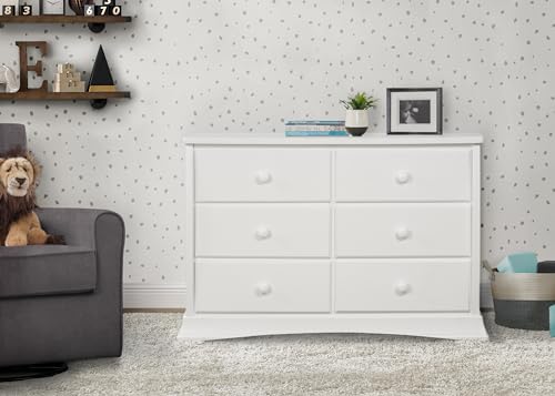 Delta Children Bentley 6 Drawer Dresser with Interlocking Drawers - Greenguard Gold Certified, White