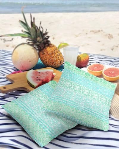 Gray Boho Outdoor Pillow Covers Waterproof,All Weather Cushion Case Set of 2 Decorative Pillowcases for Sofa Couch Bed Patio Furniture 18