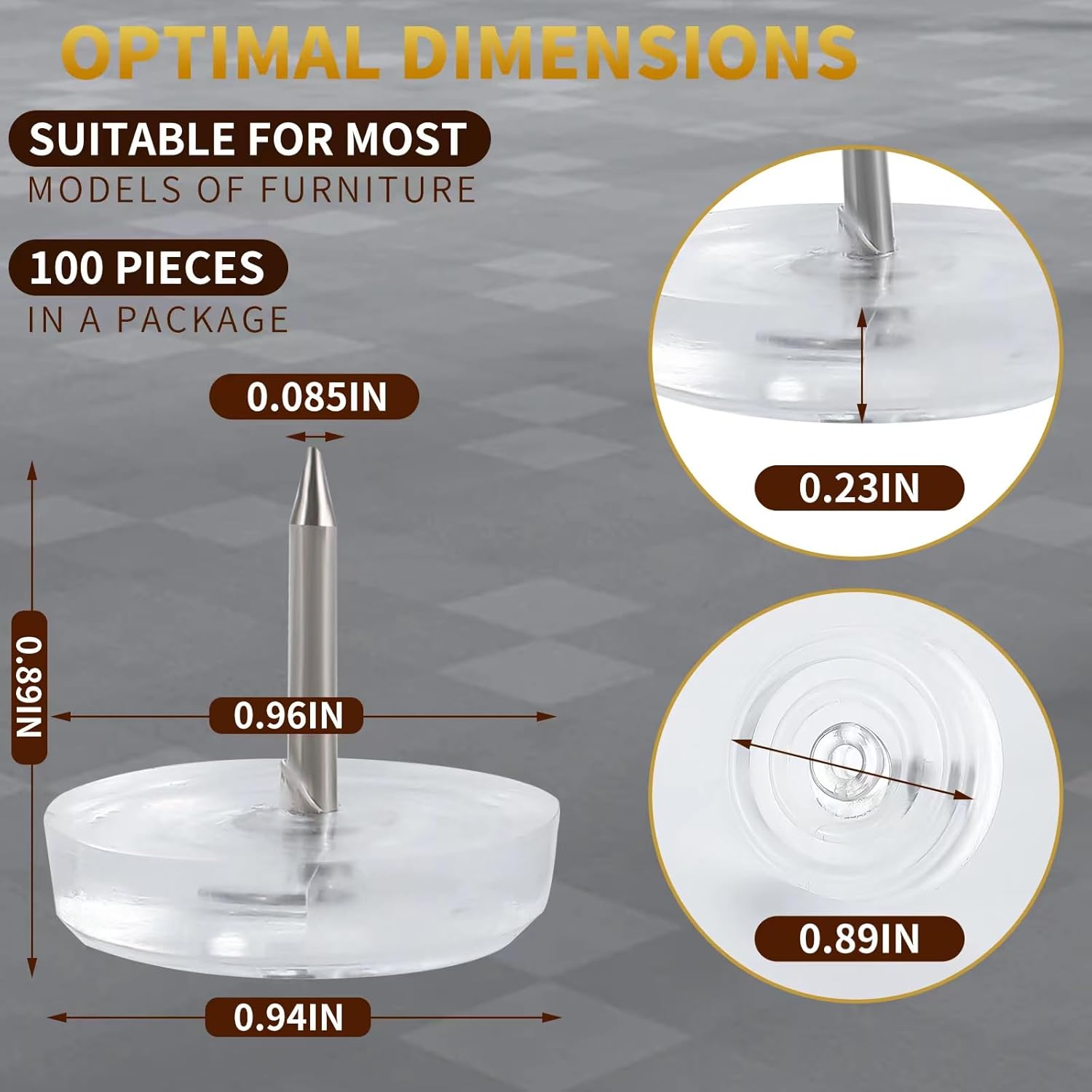 100Pcs Nail Chair Floor Protectors for Hardwood Floors - Nail Table Leg Floor Protectors for Chairs Furniture for Hardwood Floors Furniture Pads -Rubber Chair Feet Pads Floor Protector