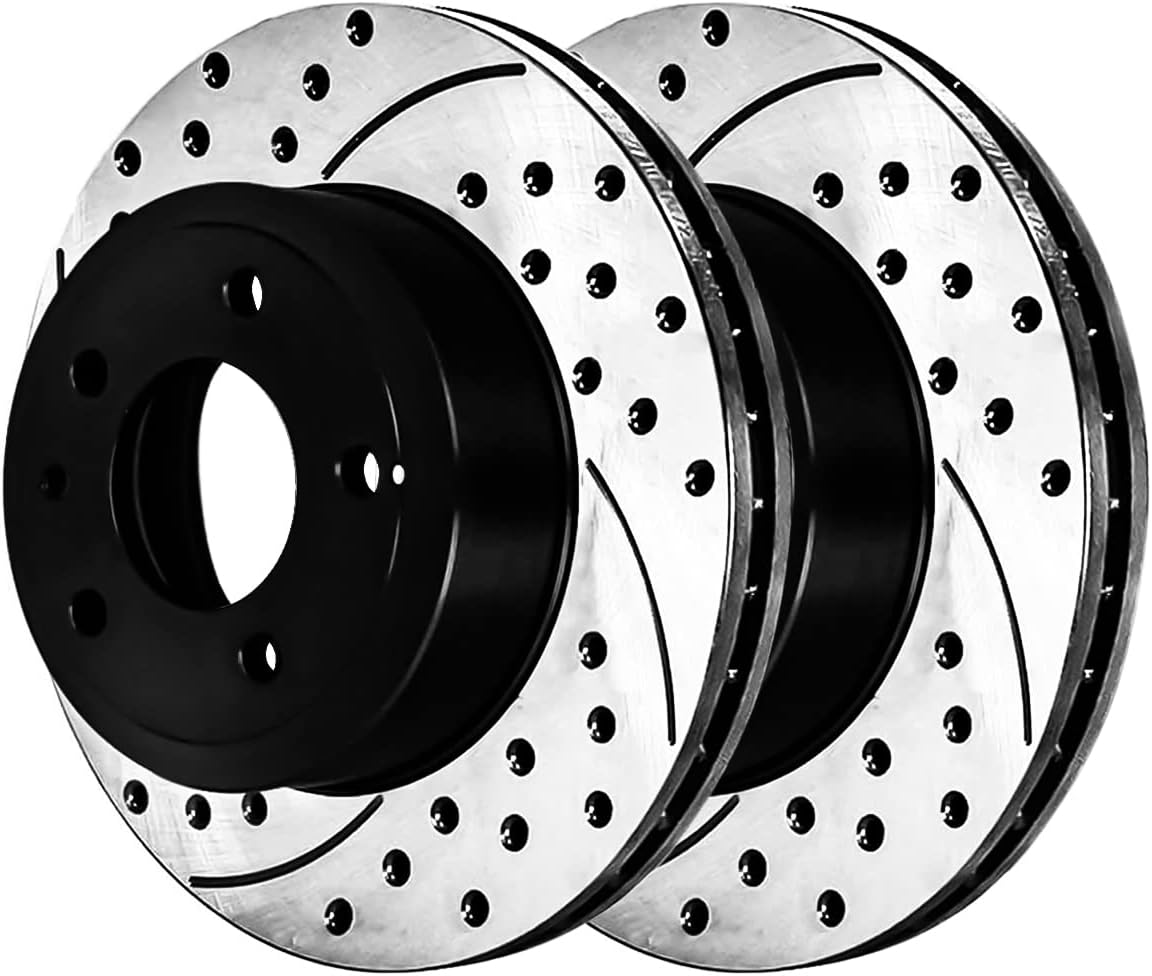 AutoShack Rear Drilled Slotted Brake Kit Rotors Black and Ceramic Pads Pair of 2 Driver and Passenger Side Replacement for 2010-2017 Chevrolet Equinox 2010-2017 GMC Terrain AWD FWD SCDPR65180651801275