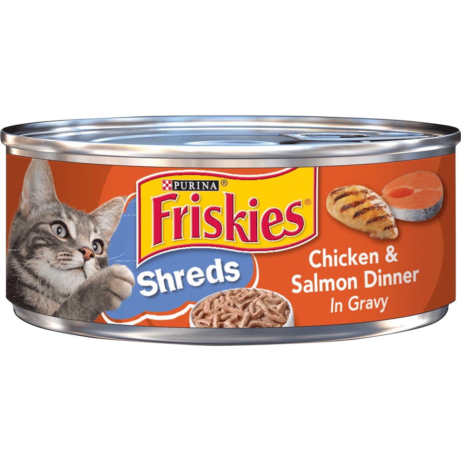 Friskies Savory Shreds Chicken & Salmon Canned Cat Food, 5.5-oz, 24 ct - Pet Supplies online store