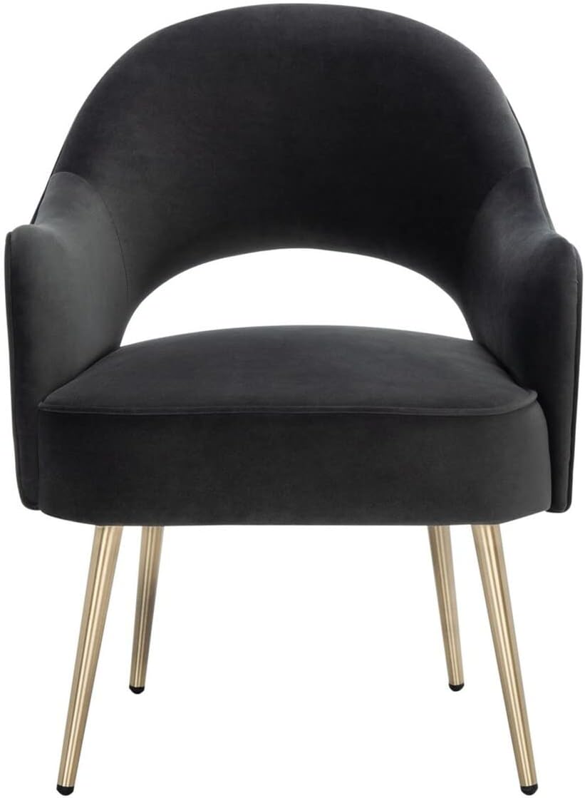 SAFAVIEH Home Collection Dublyn Black Velvet/Gold Accent Chair ACH4001E