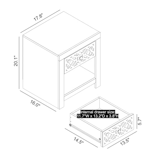 Galano Lophelia Nightstand Side End Table with Shelf Storage, for Living Room, Bedroom and Small Spaces, Accent Bedside Farmhouse Tables with Solid Wood Legs, Easy Assembly, Dusty Grey Oak