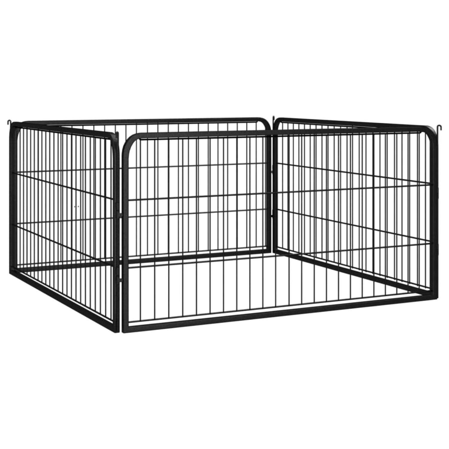 vidaXL Dog Playpen 4 Panels Black Powder-coated Steel - Pet Supplies online store
