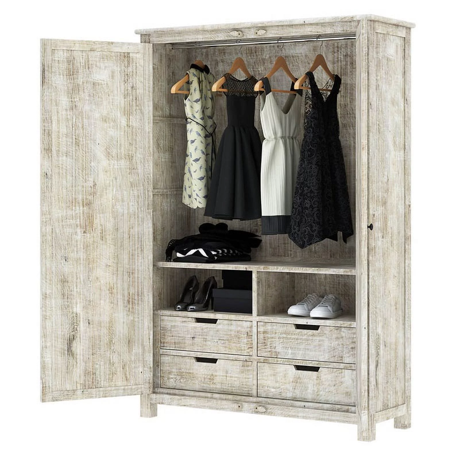 Vintage Carved Wooden Wardrobe/Cabinet/Armoire