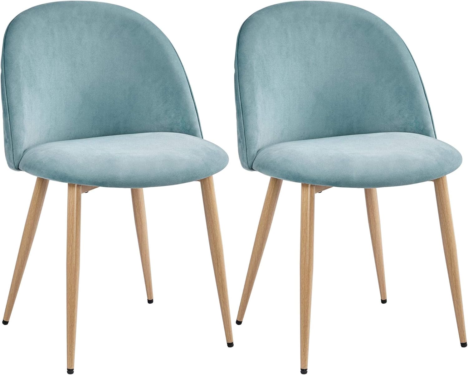 Topeakmart Dining Chairs Velvet Chair Modern Kitchen Chairs with Padded Seat, Backrest, Wooden Style Metal Legs for Dining Room, Living Room, Restaurant, Cafe, 2pcs, Aqua