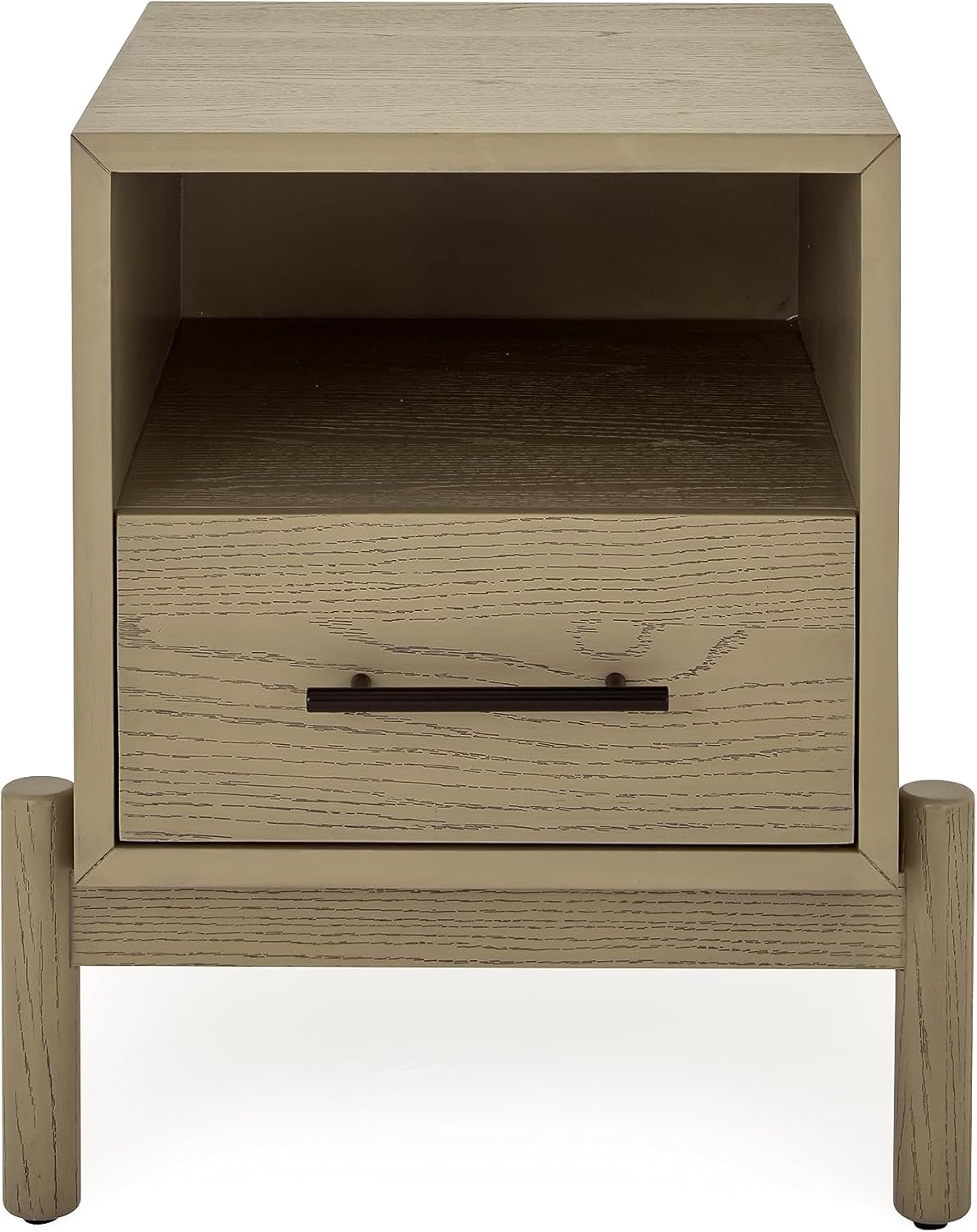 Bme Lyra Solid Wood Side End Table/Nightstand-Easy Assembly-with 2 Drawers Storage for Mid Century Modern Living Room and Bedroom, 16.4