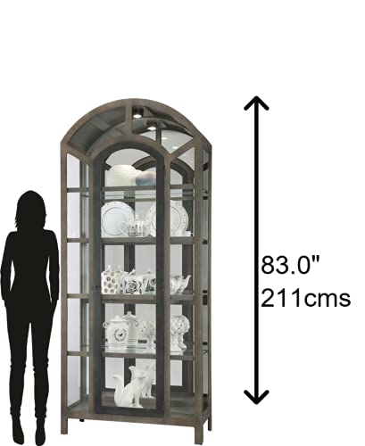 Howard Miller Reeko Curio Cabinet 680-696 – Smoke Gray Finish, Vertical Home Decor, Four Adjustable Glass Shelves, Five Level Display Case, No Reach Light