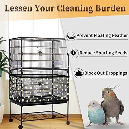 Daoeny Bird Cage Seed Catcher Large Bird Cage Cover Adjustable Soft Airy Nylon Mesh Net - Pet Supplies online store