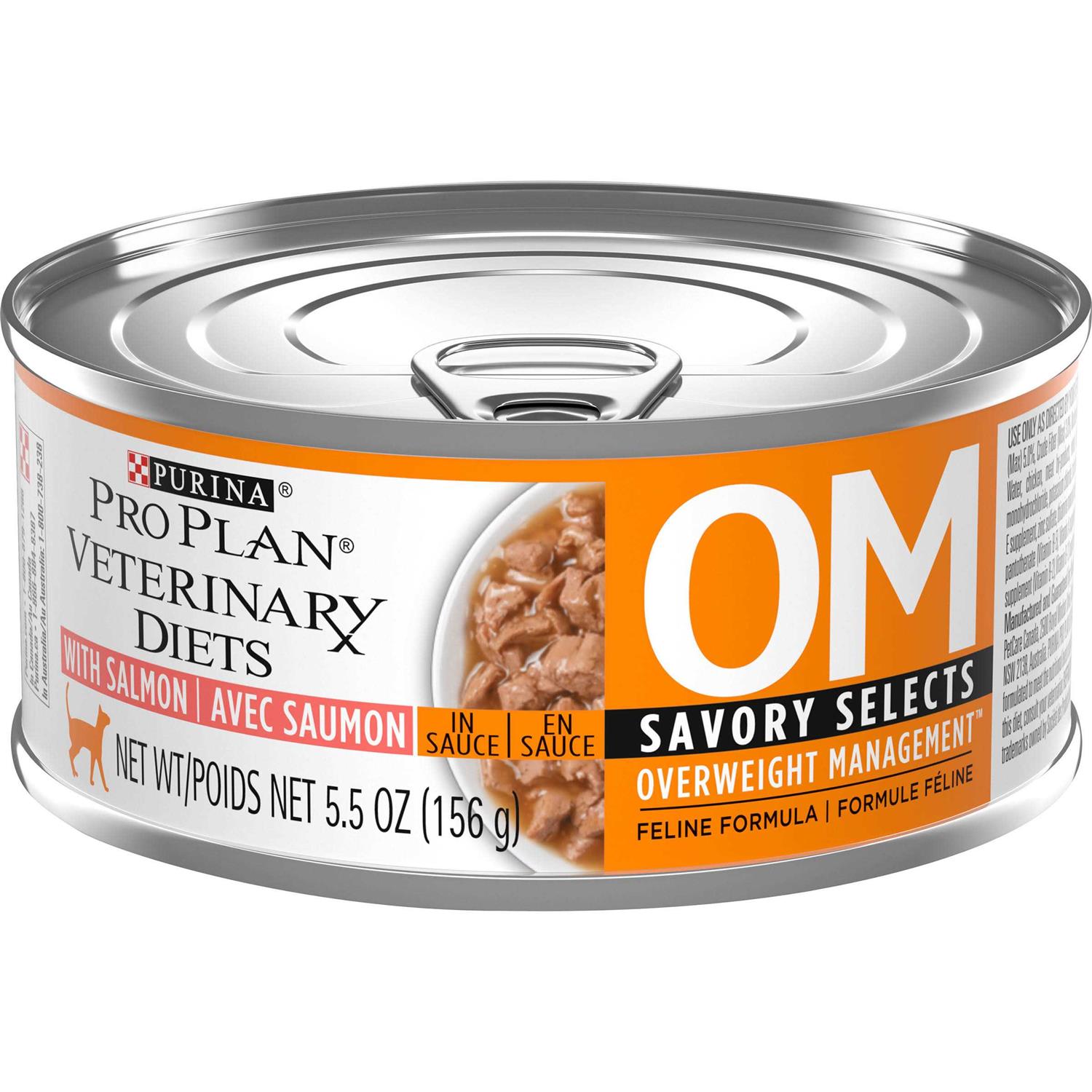 Purina Pro Plan Veterinary Diets OM Overweight Management Savory Selects with Salmon Feline Formula Wet Cat Food - Pet Supplies online store