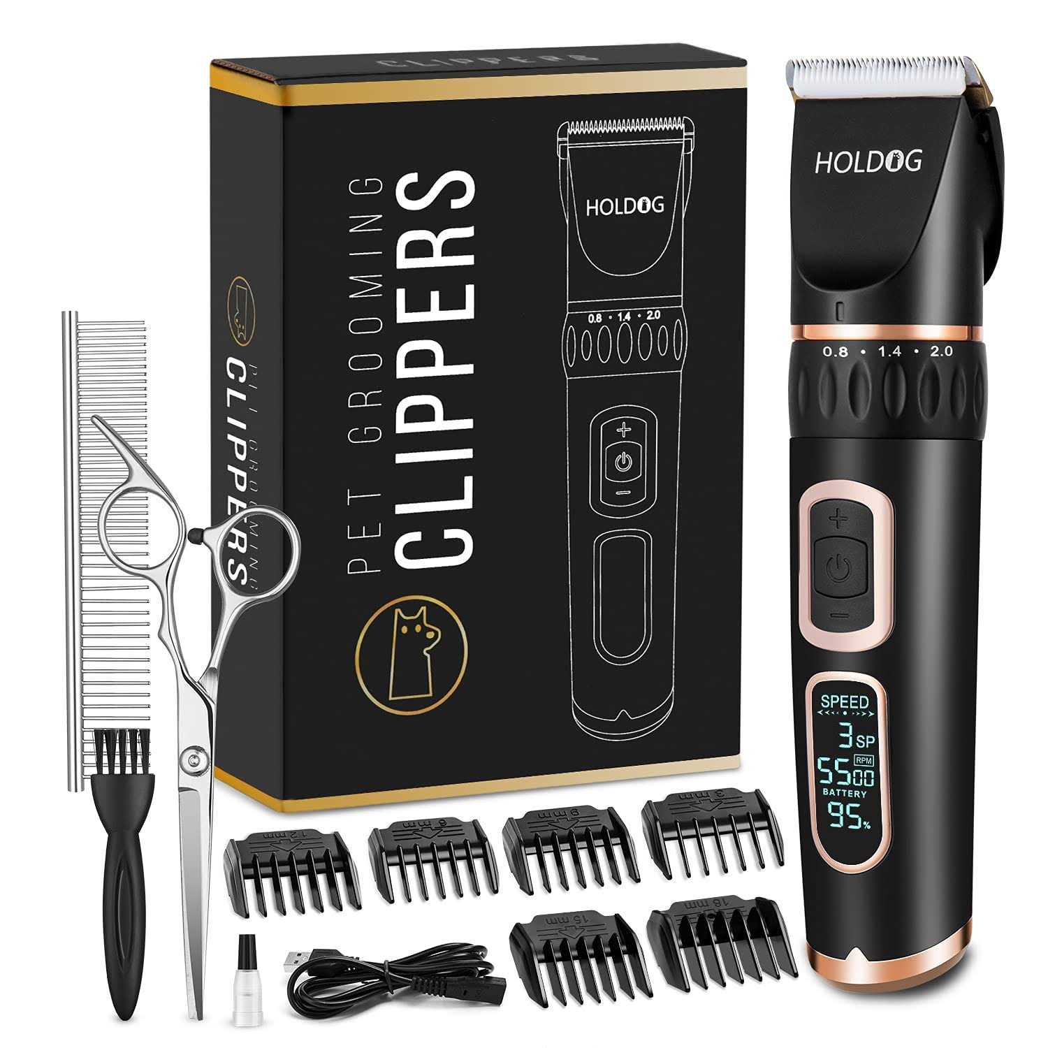 Dog Clippers Professional Heavy Duty Dog Grooming Clipper 3-Speed Low Noise High Power Rechargeable Cordless Pet Grooming Tools for Small & Large Dog - Pet Supplies online store