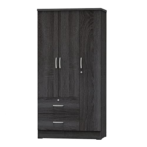 Better Home Products Symphony Wardrobe Armoire Closet with Two Drawers in Maple