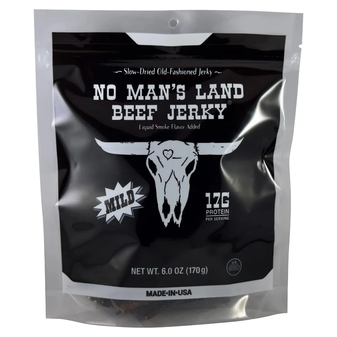 No Man’s Land MILD Beef Jerky High Protein Low Calorie Low Carb Beef Snack 6.0oz Bag
