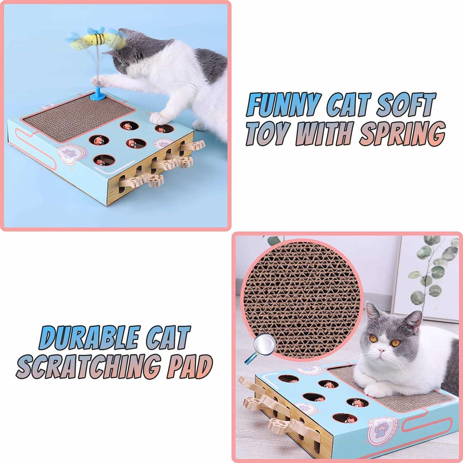 Tookincmo cat Enrichment Toys for Indoor Cats Whack a mole cat Toy with cat Scratching pad - Pet Supplies online store