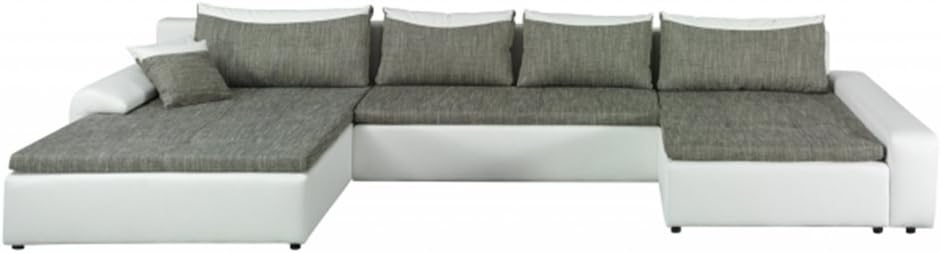 London Maxi Grey/White Extra Large Sleeper Sectional Sofa with Storage, Left Corner, Made in Europe
