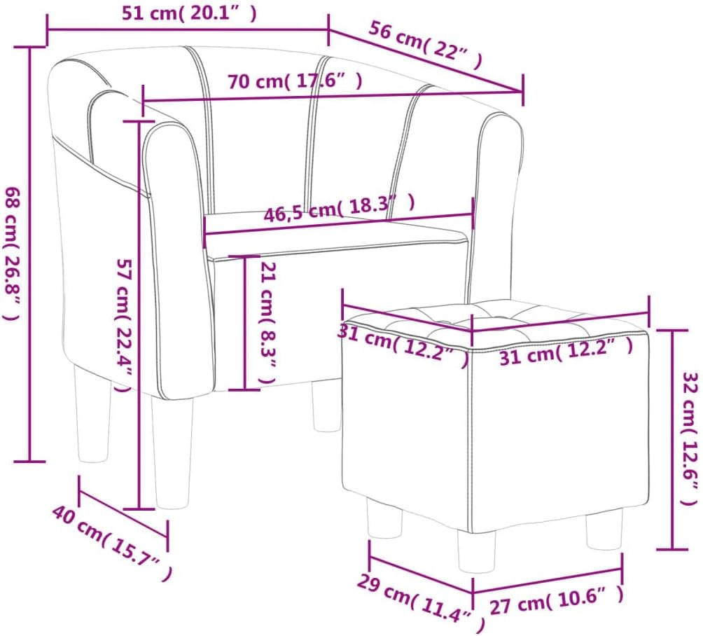 Accent Chair Arm Chair Living Room Chairs,Sleeper Sofa Tub Chair with Footstool Wine Red Fabric,for Apartment Living and Home Office