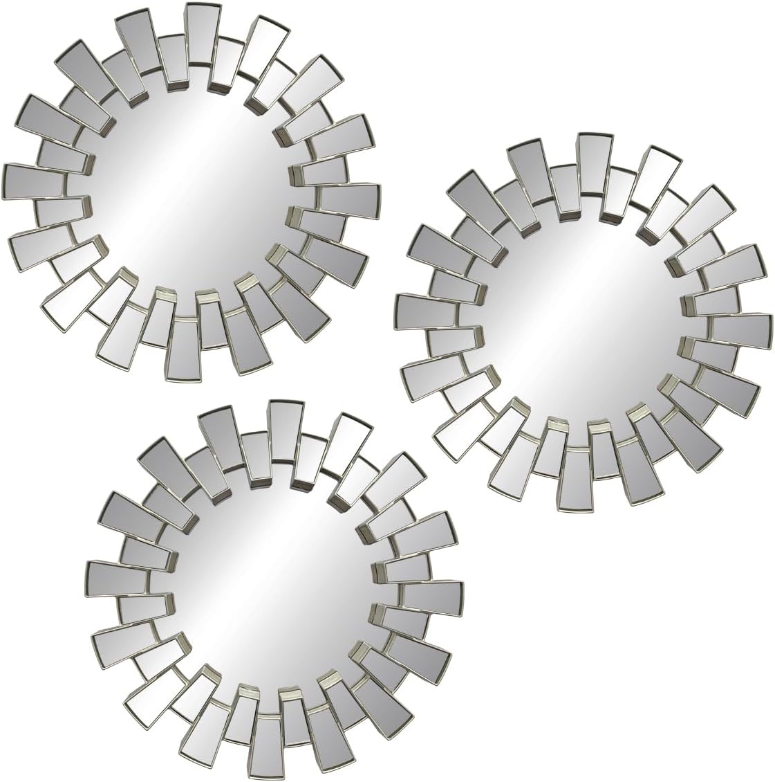 Cute Wall Mirror with Gear-Shaped Set of 3 Mini Wall Hanging Mirror Boho Home Decor for Apartment Living Room，Bedroom&Bathroom Ideas