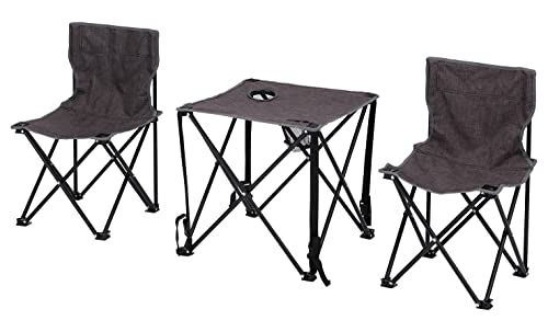 Takeda Corporation YQ22-EPTSGY Leisure Outdoor Chair Set, Gray, Compact Table Chair Set, Approx. Width 17.3 x Depth 17.3 x Height 18.1 inches (44 x 44 x 46 cm)