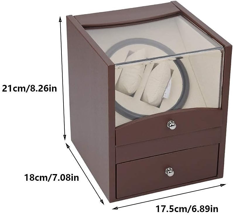 Automatic Watch Winder Box Watch Double Automatic Watch Winder with Drawer Storage Box PU Leather Exterior Super Quiet Motor Fit Lady and Man Watches