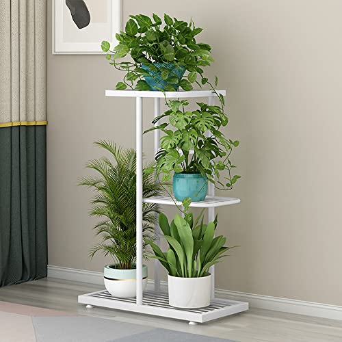 Plant Stand Metal 3 Tier 4 Potted Multiple Flower Pot Holder Shelf Indoor Outdoor Planter Display Shelving Unit for Patio Garden Corner Balcony Living Room (Black)