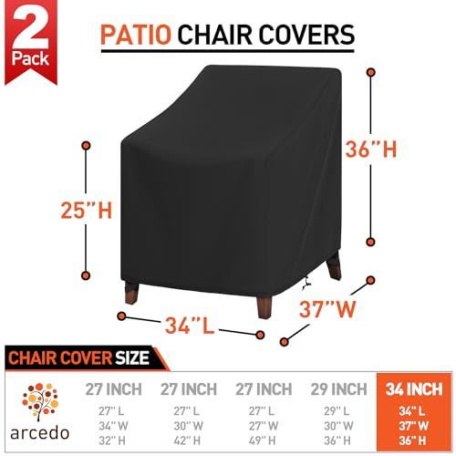 High Back Patio Chair Covers 2 Pack, Waterproof Outdoor Dining Chair Covers for Outdoor Furniture Seating, All Weather Protection - 27