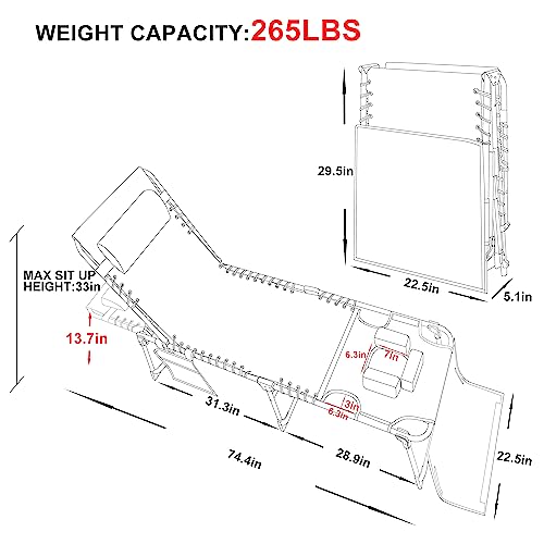 Foldable Chaise Lounge Chair with Face Hole, Outdoor Portable Tanning Chair with 5 Position Adjustable Back, Detachable Pillow & Pocket, Patio, Beach and Pool, Black
