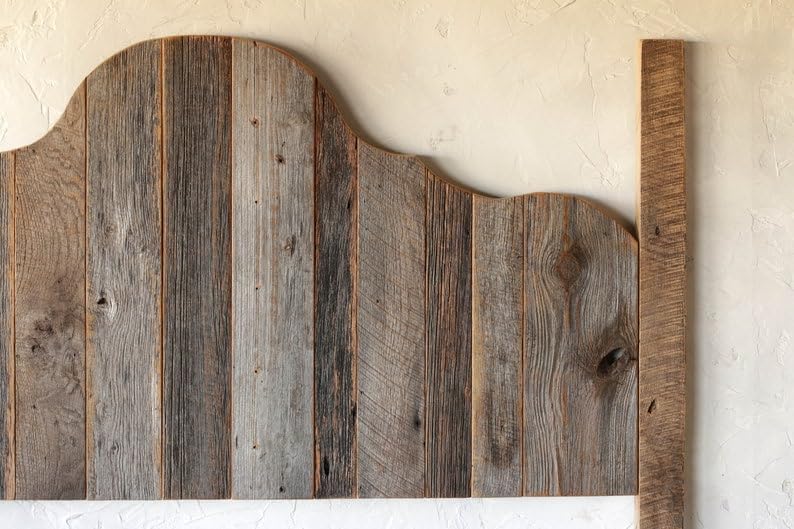 Scalloped Reclaimed Wood Headboard (Rustic Gray)