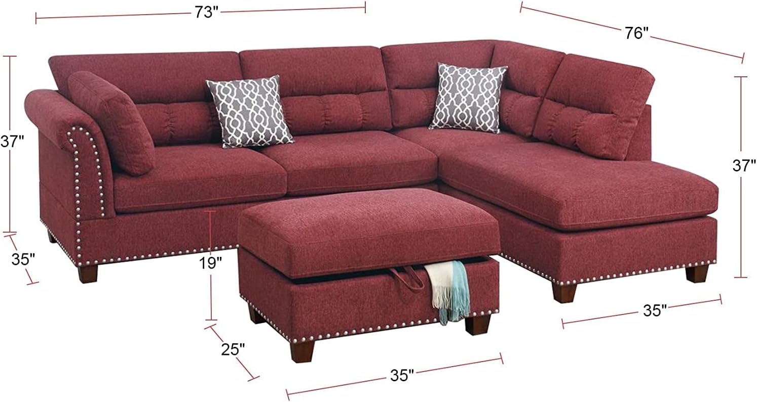 Sectional sofa Red Velvet #F6419