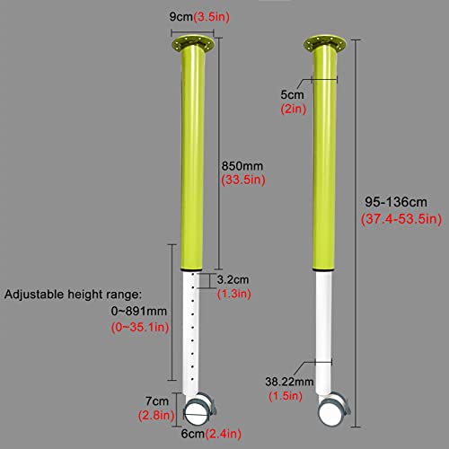Furniture Support Leg Telescopic Table Feet Metal Furniture Leg with Caster Wheels,Iron Replacement Foot