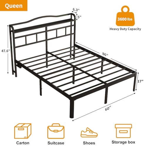 Twin XL Bed Frame - Stylish Platform Bed Frame with Headboard and USB & Type C Charging Station, Heavy Duty Metal Bed Frame No Box Spring Needed with Ample Storage Space - Easy Assembly and Noise Free