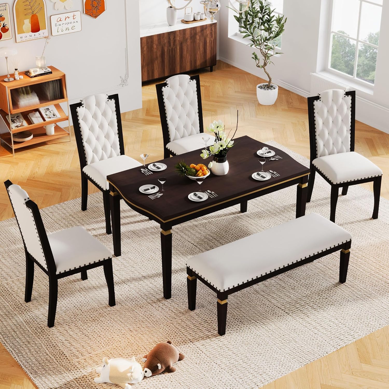 Merax (Espresso 6-Piece Table Set 62.7
