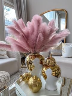 Gold Ginger Jar/White with Lid/Ceramic VASE or Flower vase for Home Decor/living room decor/kitchen decor/ginger jar Geometric shape (SMALL 14