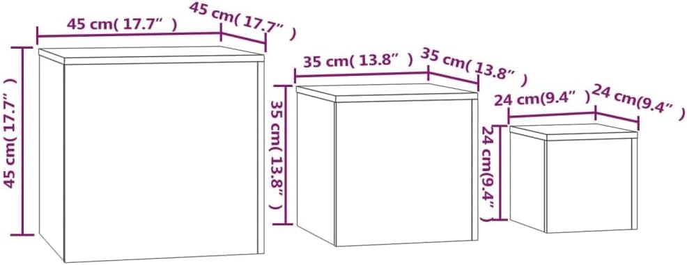 Side Tables 3 pcs Smoked Oak Engineered Wood, Entertainment Center Outdoor Table Sofa Table Narrow Side Table Suitable for Living Room Foyer Bedroom Office