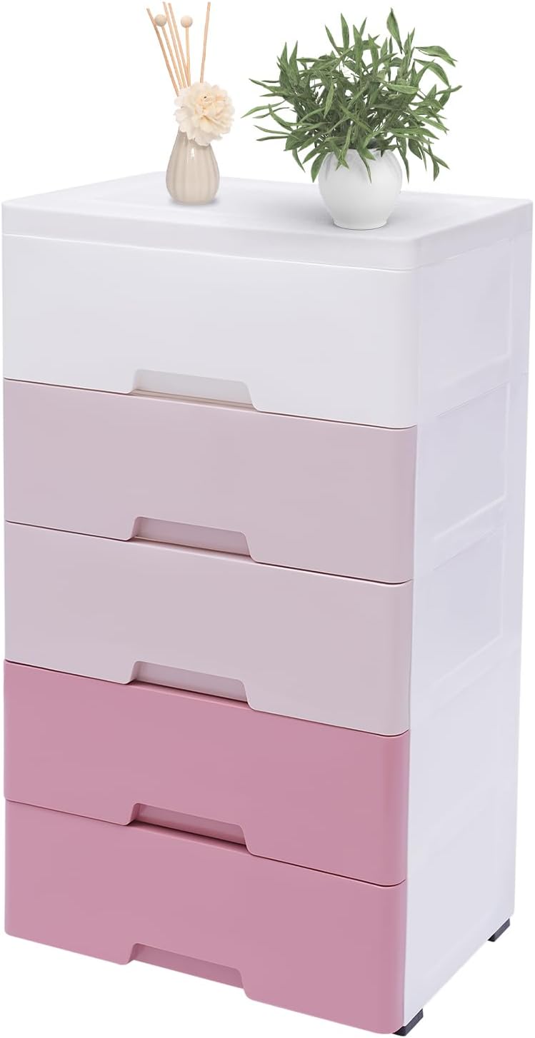 Storage Cabinet Gradient Pink Cupboard 5layer Storage Drawers Storage Cabinet Bedroom Clothes Storage Set for Storing Clothes, Towels and Some Other Small IItems