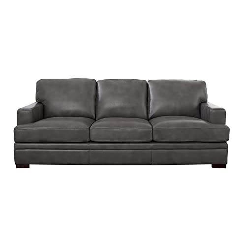 Hydeline Georgia Top Grain Leather Sofa, Gray