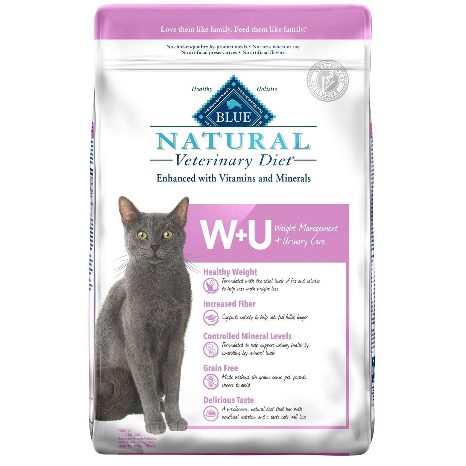 Blue Buffalo Natural Veterinary Diet W+U Weight Management + Urinary Care Dry Cat Food - Pet Supplies online store
